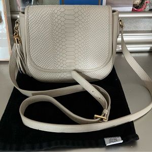 Gigi New York Textured Leather crossbody bag. Bone Gently used a few times.